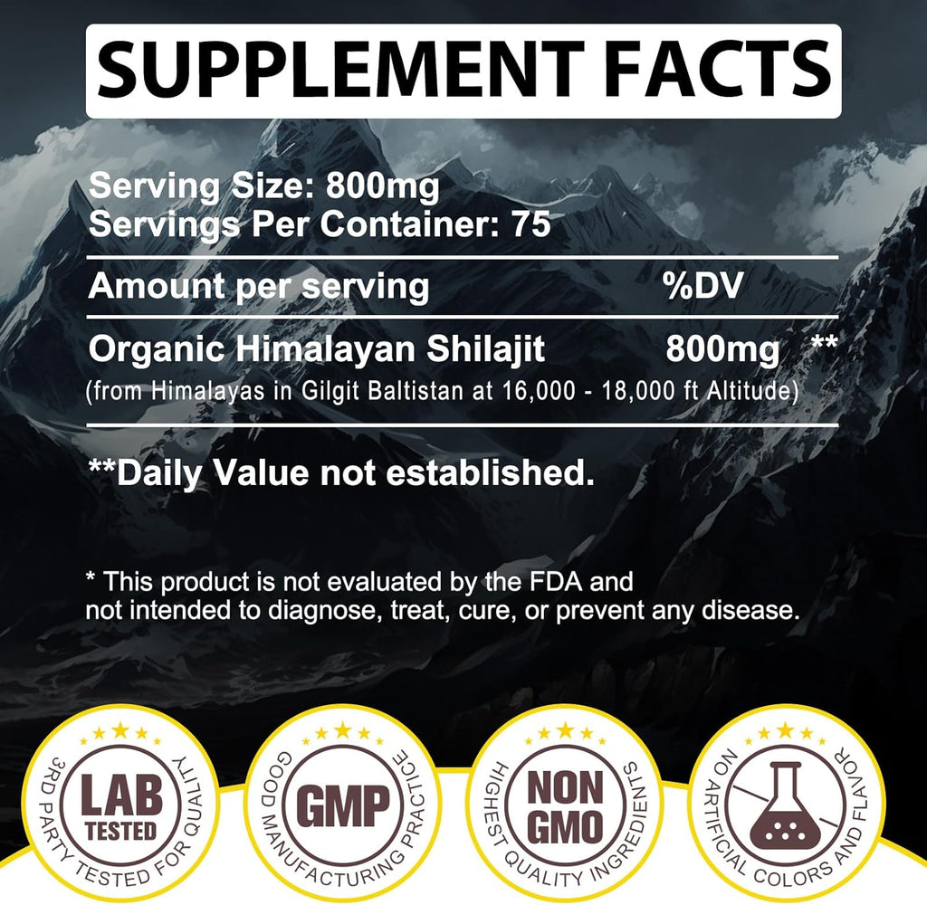 Revitalize Your Health with Premium Shilajit Pure Himalayan Organic Resin - 800MG Gold Grade Loaded with 85+ Fulvic Acid & Essential Trace Minerals for Ultimate Wellness