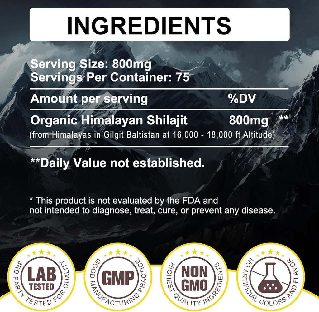 Revitalize Your Health with Premium Shilajit Pure Himalayan Organic Resin - 800MG Gold Grade Loaded with 85+ Fulvic Acid & Essential Trace Minerals for Ultimate Wellness